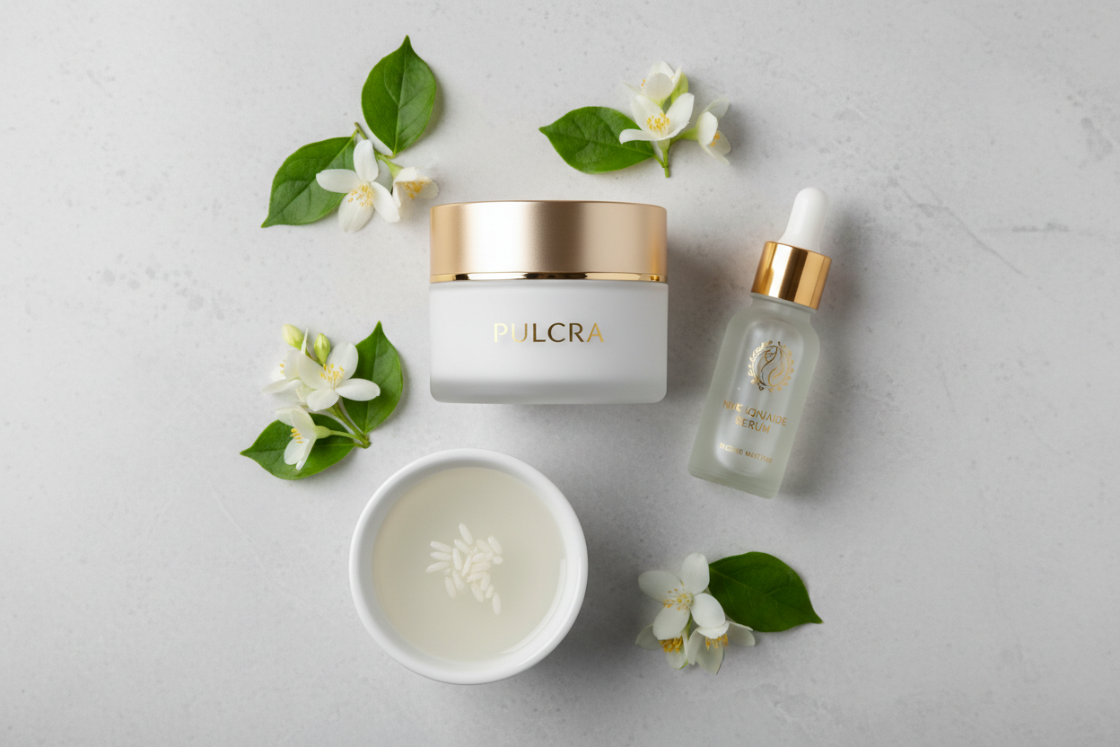Crema facial hidratante con niacinamida y arroz