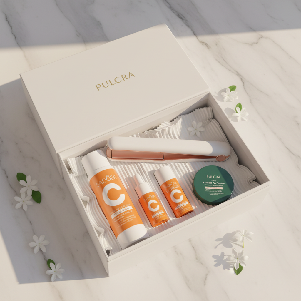Pack Regalo Pulcra en caja blanca con logo dorado