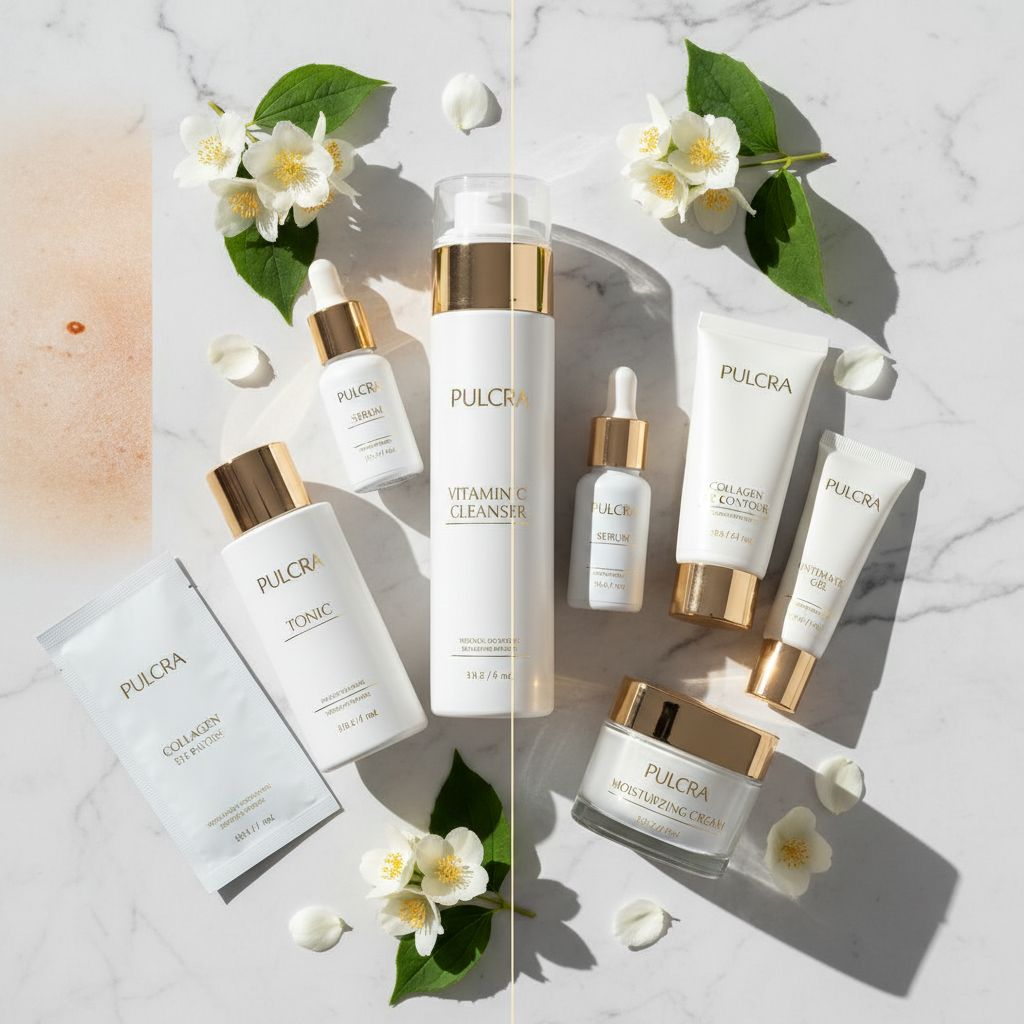 Set completo de rituales PULCRA con 5 productos de skincare premium