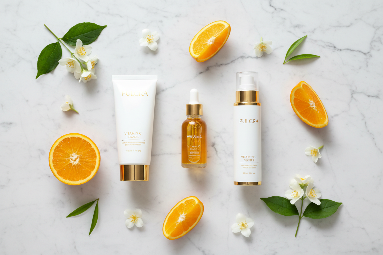 Set Vitamina C PULCRA completo: limpiador, sérum y tónico